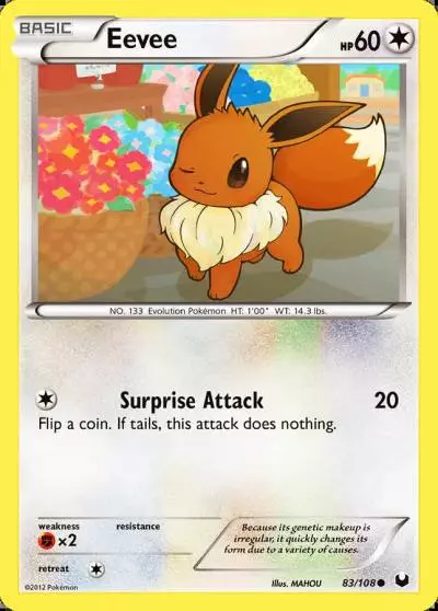 Eevee 83/108 Dark Explorers Pokemon card