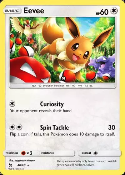 Eevee 48/68 Hidden Fates Pokemon card