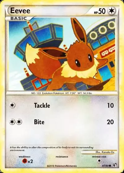 Eevee 47/90 HS—Undaunted Pokemon card