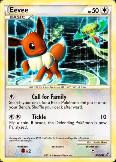 Eevee 48/90 HS—Undaunted Pokemon card