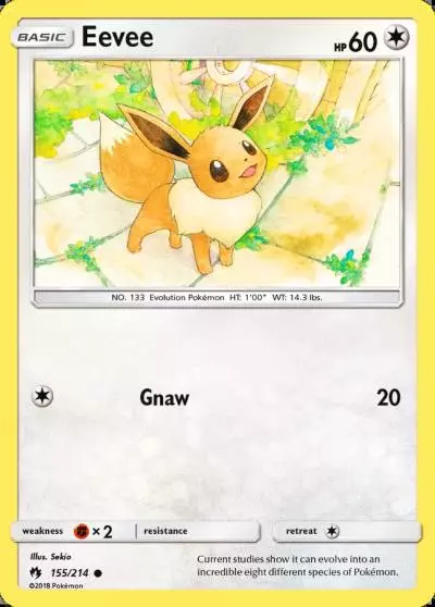Eevee 155/214 Lost Thunder Pokemon card