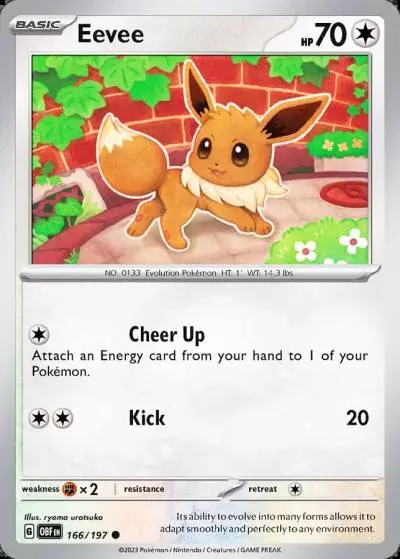 Eevee 166/197 Obsidian Flames Pokemon card