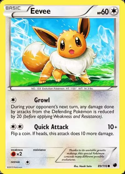 Eevee 89/116 Plasma Freeze Pokemon card