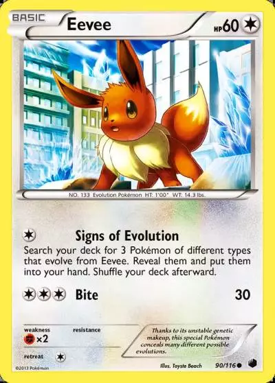 Eevee 90/116 Plasma Freeze Pokemon card