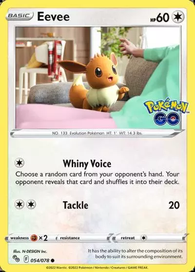 Eevee 54/78 Pokémon GO Pokemon card