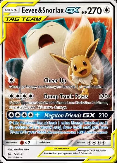 Eevee & Snorlax-GX 120/181 Team Up Pokemon card
