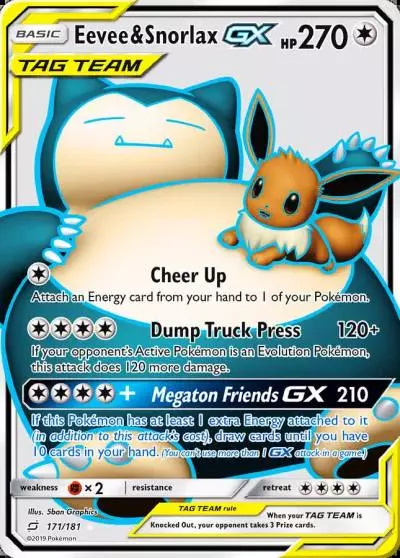 Eevee & Snorlax-GX 171/181 Team Up Pokemon card