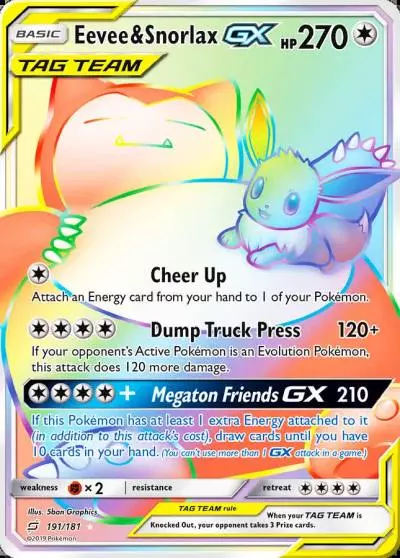 Eevee & Snorlax-GX 191/181 Team Up Pokemon card