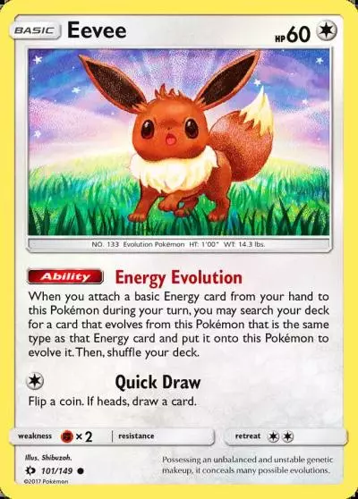Eevee 101/149 Sun & Moon Pokemon card