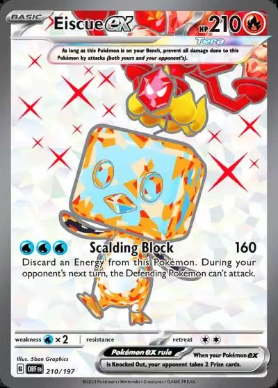 Eiscue ex 210/197 Obsidian Flames Pokemon card