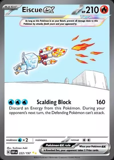 Eiscue ex 222/197 Obsidian Flames Pokemon card