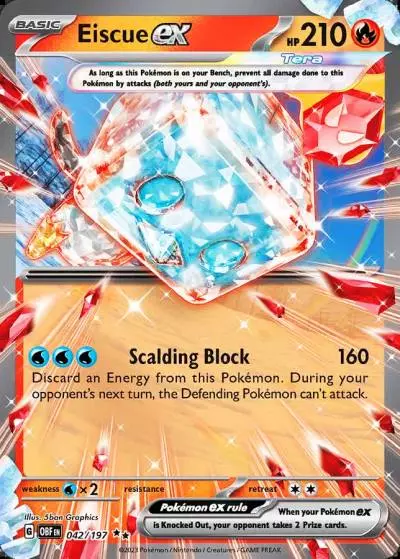 Eiscue ex 42/197 Obsidian Flames Pokemon card