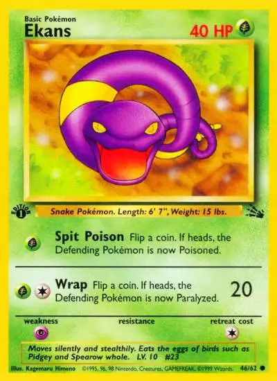 Ekans 46/62 Fossil Pokemon card