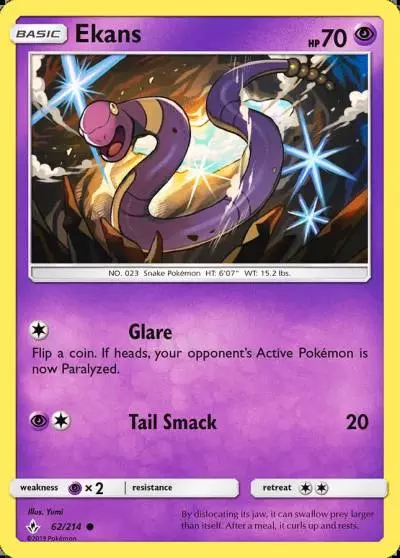 Ekans 62/214 Unbroken Bonds Pokemon card