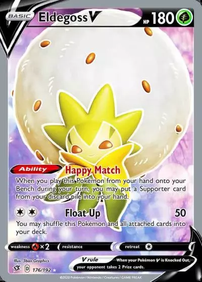 Eldegoss V 176/192 Rebel Clash Pokemon card
