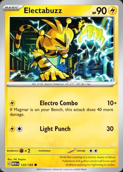 Electabuzz 125/165 151 Pokemon card