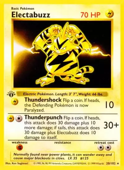 Electabuzz 20/102 Base Pokemon card