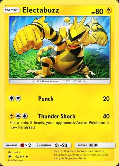 Electabuzz 42/147 Burning Shadows Pokemon card