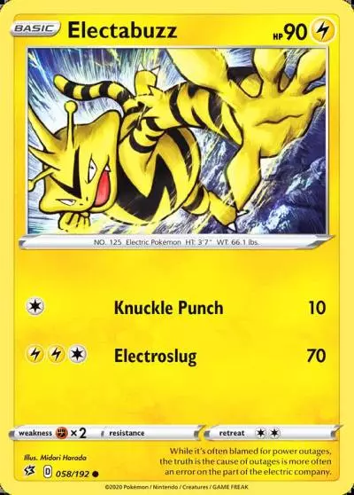 Electabuzz 58/192 Rebel Clash Pokemon card
