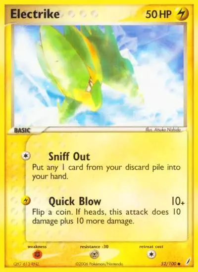 Electrike 52/100 Crystal Guardians Pokemon card