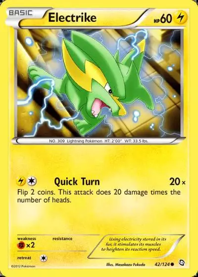 Electrike 42/124 Dragons Exalted Pokemon card
