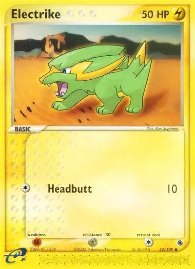 Electrike 52/109 Ruby & Sapphire Pokemon card