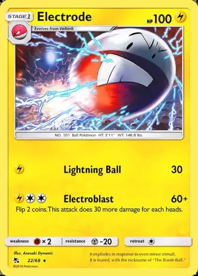Electrode 22/68 Hidden Fates Pokemon card