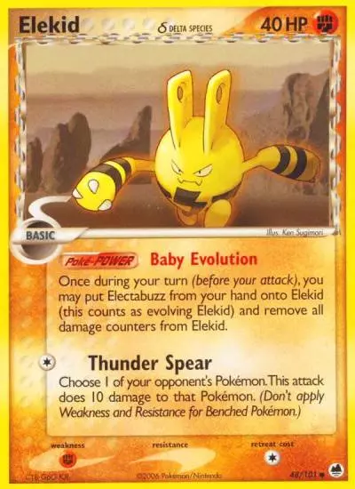 Elekid δ 48/101 Dragon Frontiers Pokemon card