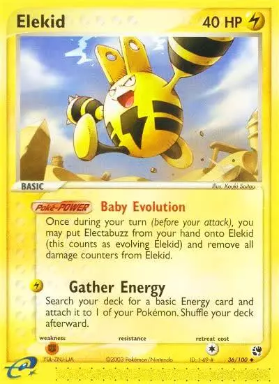 Elekid 36/100 Sandstorm Pokemon card