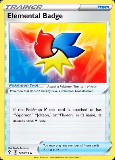 Elemental Badge 147/203 Evolving Skies Pokemon card