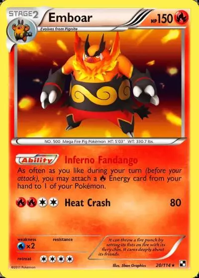 Emboar 20/114 Black & White Pokemon card
