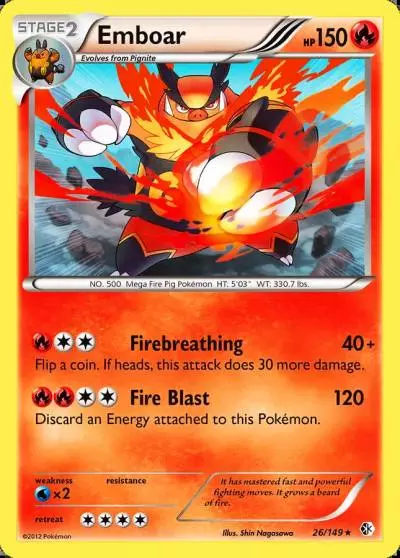 Emboar 26/149 Boundaries Crossed Pokemon card