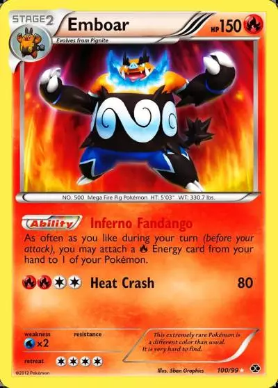 Emboar 100/99 Next Destinies Pokemon card