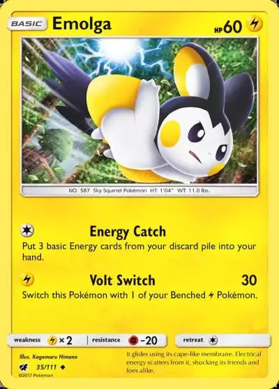 Emolga 35/111 Crimson Invasion Pokemon card