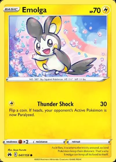 Emolga 47/159 Crown Zenith Pokemon card