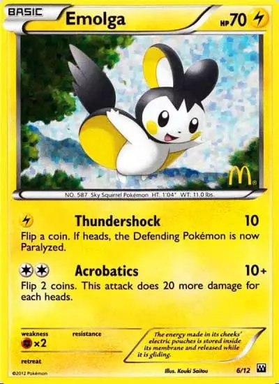 Emolga 6/12 McDonald's Collection 2012 Pokemon card