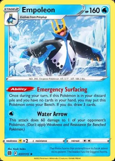 Empoleon 37/172 Brilliant Stars Pokemon card