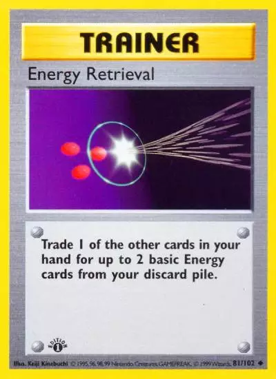 Energy Retrieval 81/102 Base Pokemon card