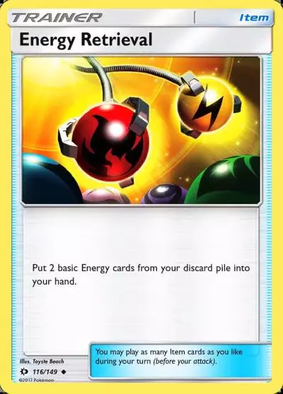 Energy Retrieval 116/149 Sun & Moon Pokemon card