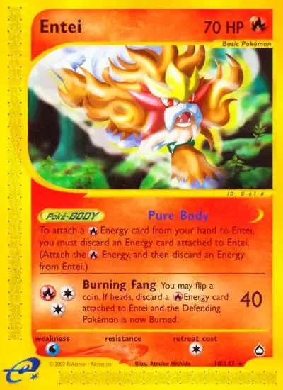Entei 10/147 Aquapolis Pokemon card