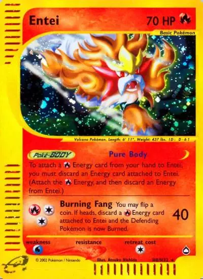 Entei H8/147 Aquapolis Pokemon card