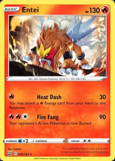 Entei 20/163 Battle Styles Pokemon card