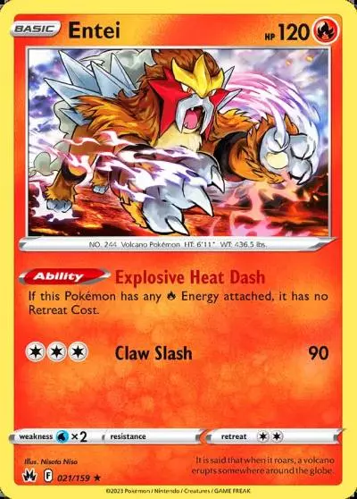 Entei 21/159 Crown Zenith Pokemon card