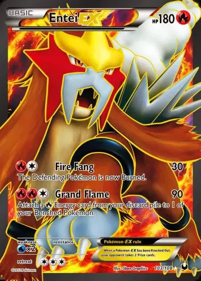 Entei-EX 103/108 Dark Explorers Pokemon card