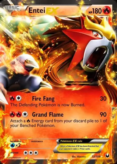 Entei-EX 13/108 Dark Explorers Pokemon card