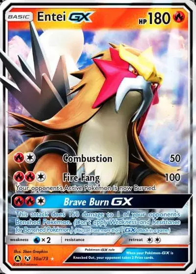 Entei-GX 10a/73 Shining Legends Pokemon card