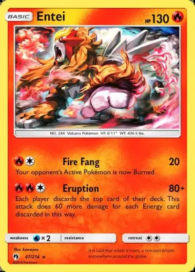Entei 47/214 Lost Thunder Pokemon card
