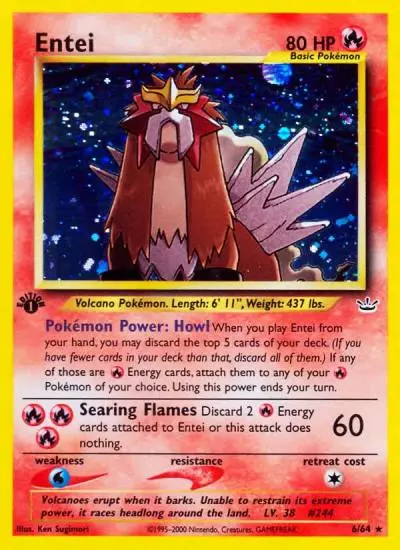 Entei 6/64 Neo Revelation Pokemon card