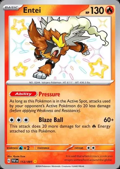 Entei 112/91 Paldean Fates Pokemon card