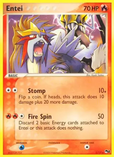 Entei 1/17 POP Series 2 Pokemon card